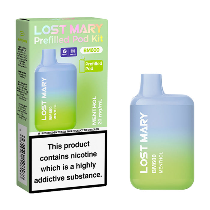 Menthol Lost Mary BM600 Prefilled Pod Kit and Box