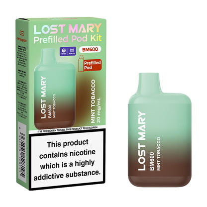 Mint Tobacco Lost Mary BM600 Prefilled Pod Kit and Box