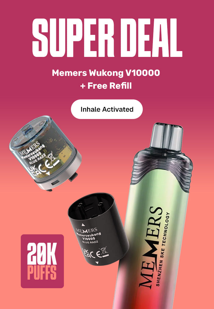 Promotional graphic for a vape device with 'Super Deal' text and product images on a pink background.