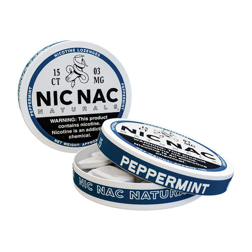 Open can of Nic Nac Peppermint 3mg Nicotine Lozenges