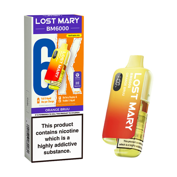 Orange Bruu Lost Mary BM6000 20mg Kit and Box