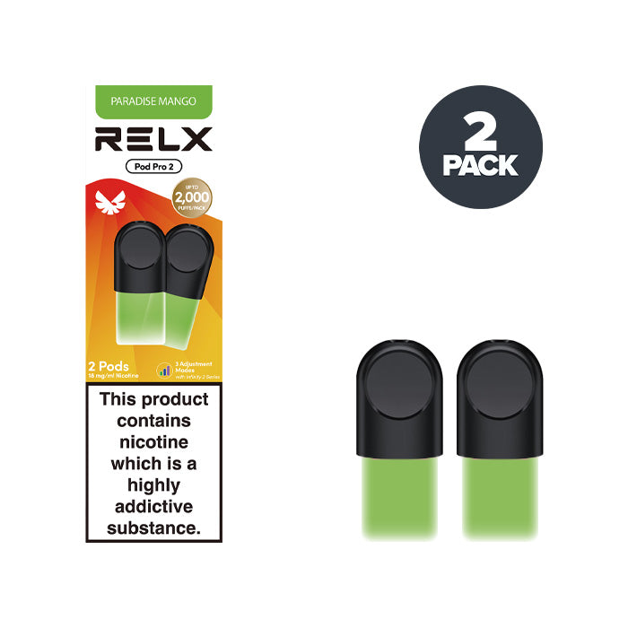 Paradise Mango RELX Pod Pro 2 Pods and Box