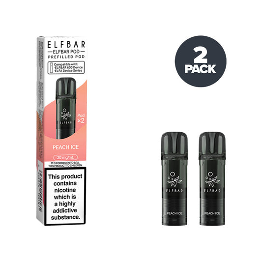 Two Peach Ice Elf Bar 600 Prefilled Pods with Box