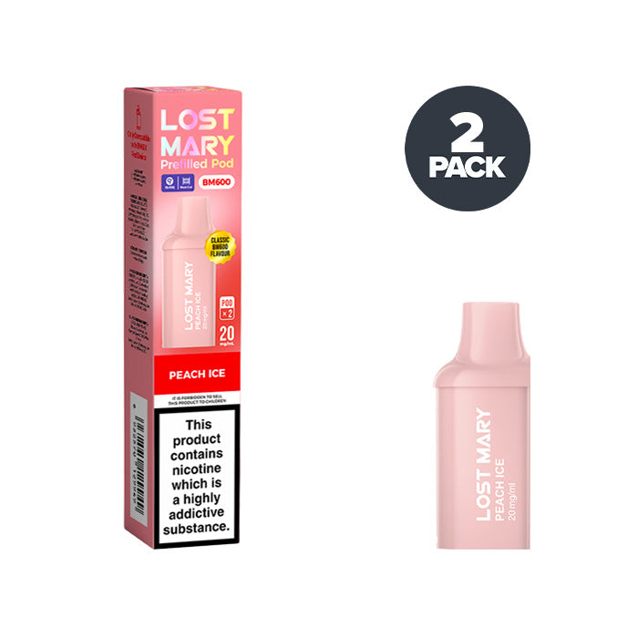 Peach Ice Lost Mary BM600 Prefilled Pod and Box