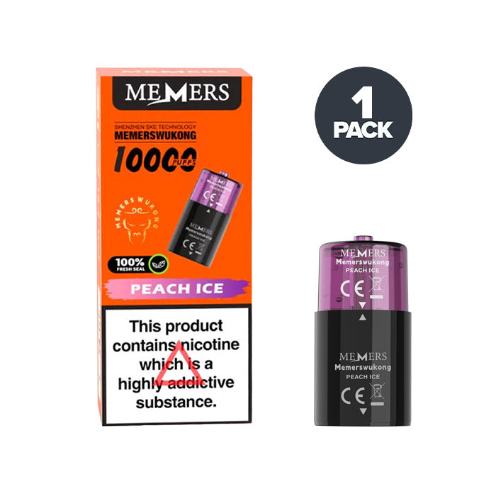 Peach Ice Memers Wukong V10000 Prefilled Pod and Box