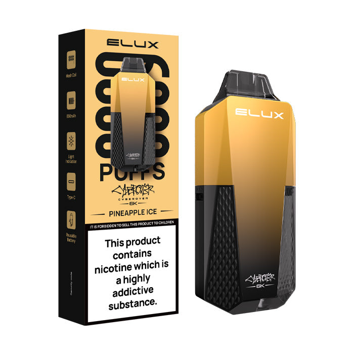 Pineapple Ice Elux Cyberover 6K Prefilled Pod Kit and Box