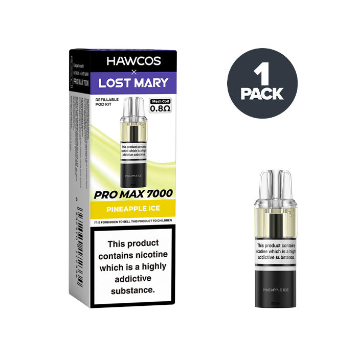 Pineapple Ice Hawcos X Lost Mary 7000 Pro Max Prefilled Pod and Box