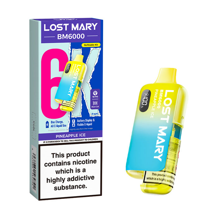 Pineapple Ice Lost Mary BM6000 Prefilled Pod Kit and Box