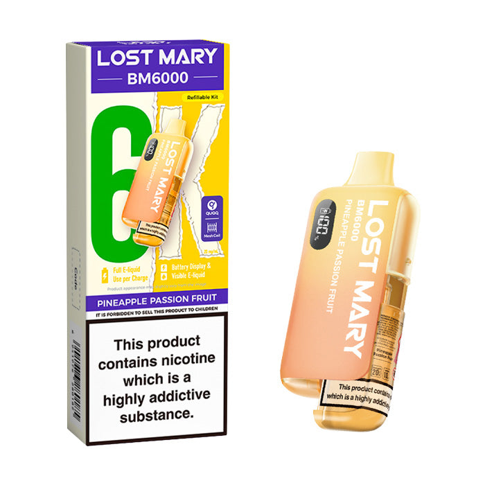 Pineapple Passion Fruit Lost Mary BM6000 20mg Kit and Box
