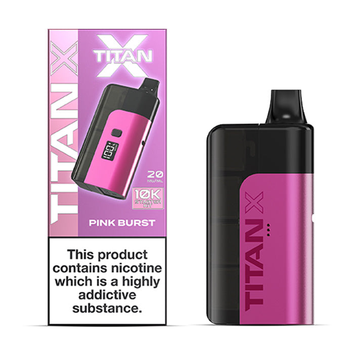 Pink Burst Titan X Prefilled Pod Kit and Box