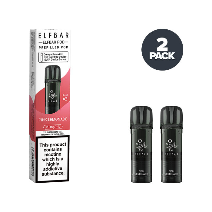 Two Pink Lemonade Elf Bar 600 Prefilled Pods with Box