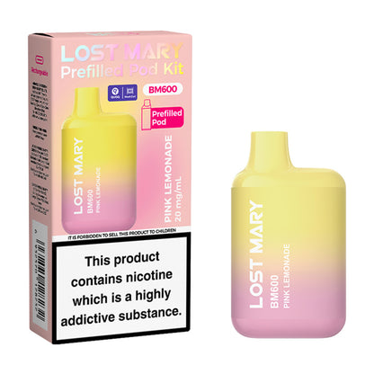 Pink Lemonade Lost Mary BM600 Prefilled Pod Kit and Box
