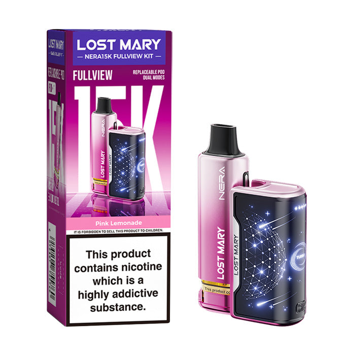 Pink Lemonade Lost Mary Nera 15K Fullview Prefilled Pod Kit with box
