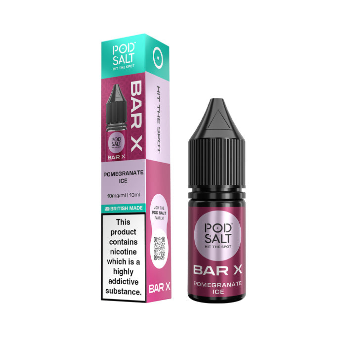Pomegranate Ice Pod Salt Bar X 10ml Nic Salt E-Liquid and Box