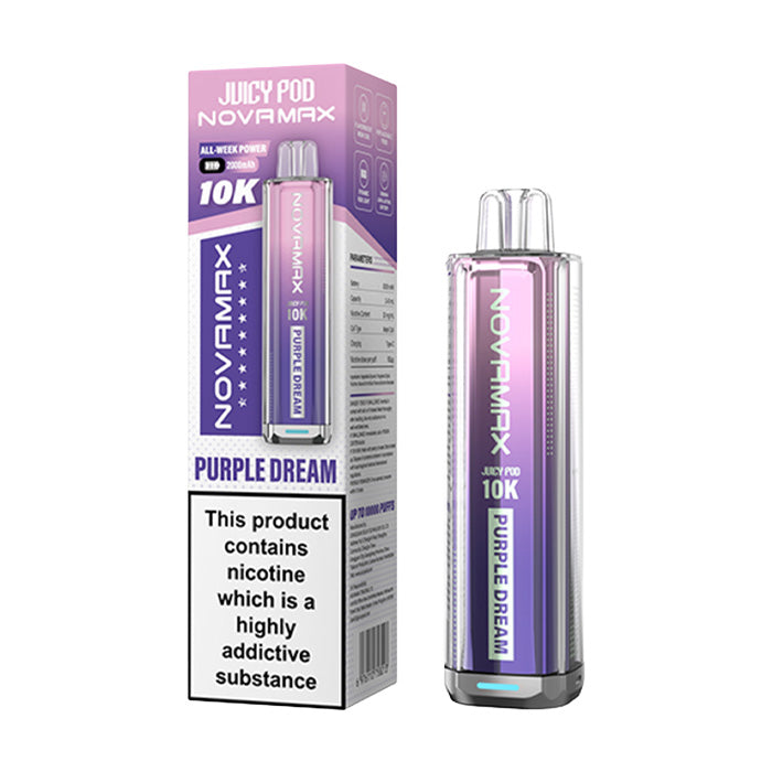 Purple Dream Juicy Pod Novamax 10K Prefilled Pod Kit and Box