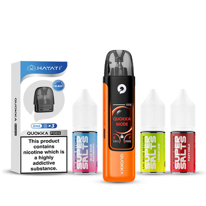 Quokka Colour Hayati Quokka Pro Pod Kir with a pack of Quokka Pods and three 10ml Nic Salt E-Liquids