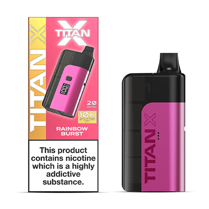 Rainbow Burst Titan X Prefilled Pod Kit and Box