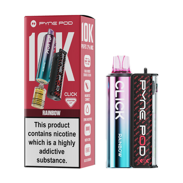 Rainbow Ice Pyne Pod Click 10K Prefilled Pod Kit and Box