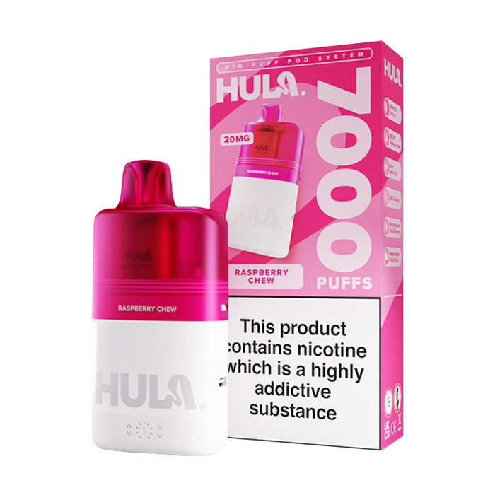 Raspberry Chew Hula 7000 Prefilled Pod Kit and Box
