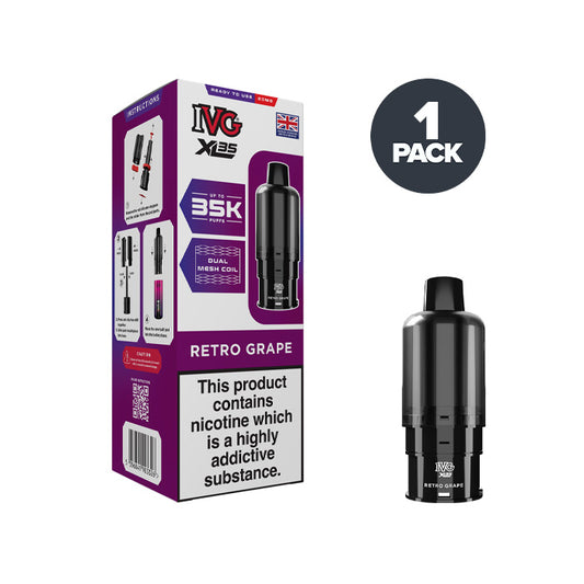 Retro Grape IVG XL35 Prefilled Pod and Box