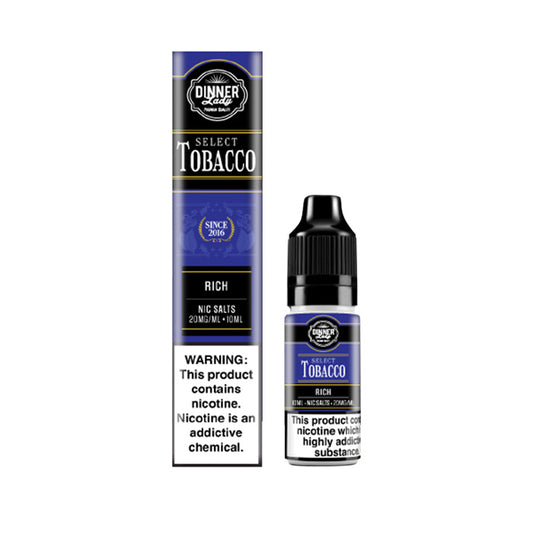 Rich Tobacco Nic Salt E-Liquid by Dinner Lady Select Tobacco and Box