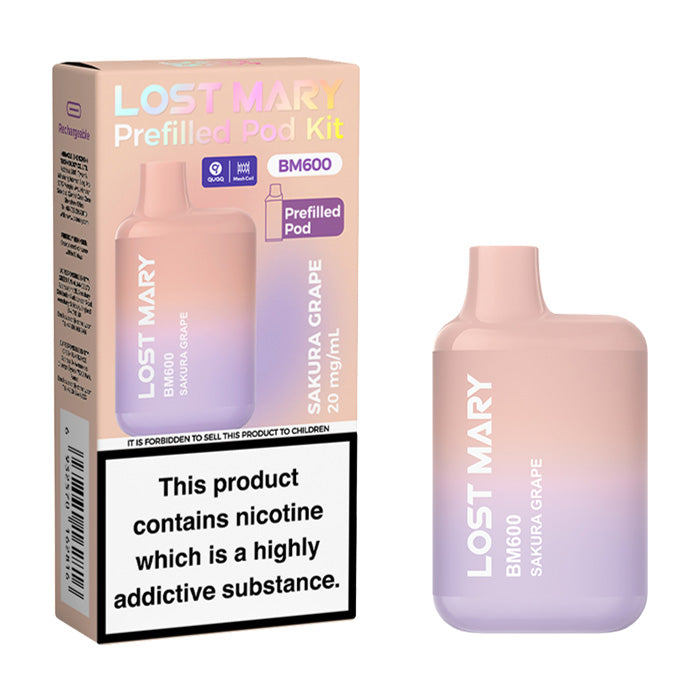 Sakura Grape Lost Mary BM600 Prefilled Pod Kit and Box