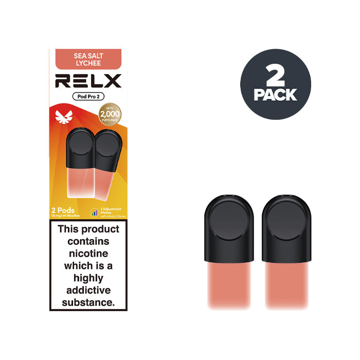 Sea Salt Lychee RELX Pod Pro 2 Pods and Box