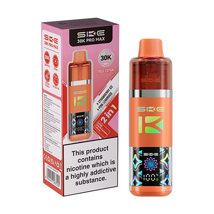 Strawberry Ice/ Pink Lemonade SKE Crystal 30K Pro Max Plus Prefilled Pod Kit and Box