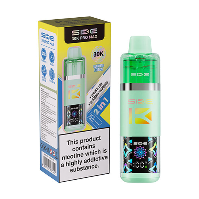 Lemon & Lime/ Blueberry Raspberry  SKE Crystal 30K Pro Max Plus Prefilled Pod Kit and Box