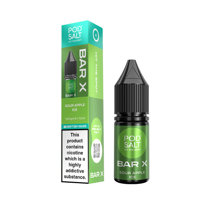 Sour Apple Ice Pod Salt Bar X 10ml Nic Salt E-Liquid and Box