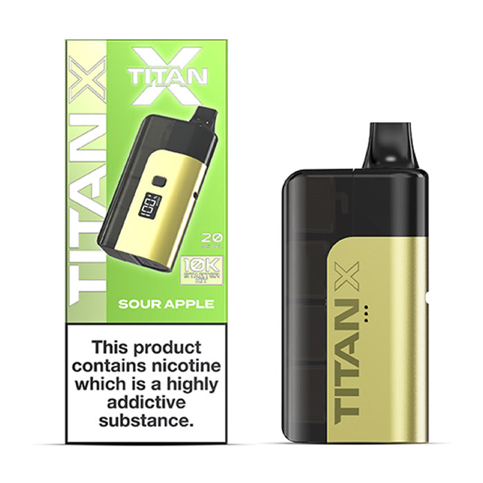 Sour Apple Titan X Prefilled Pod Kit and Box