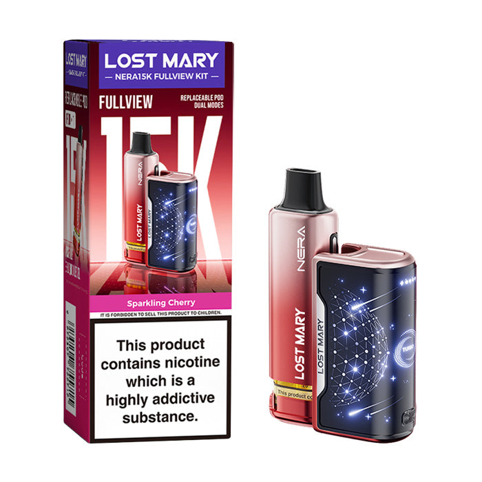 Sparkling Cherry Lost Mary Nera 15K Fullview Prefilled Pod Kit with box