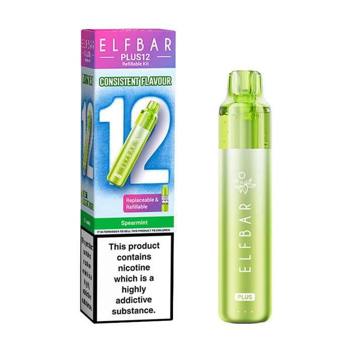 Spearmint Elf Bar Plus 12 Prefilled Pod Kit with Box