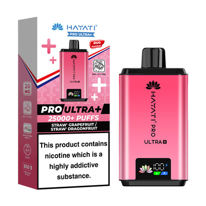 Straw' Grapefruit / Straw' Dragonfruit Hayati Pro Ultra Plus Prefilled Vape Kit and Box
