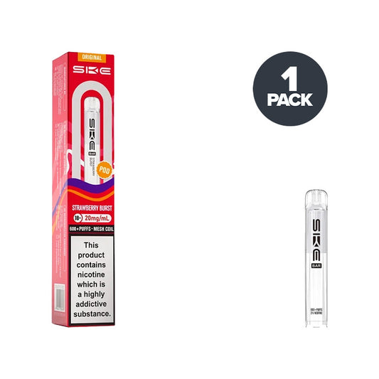 Strawberry Burst SKE Bar 600 Prefilled Pod and Box