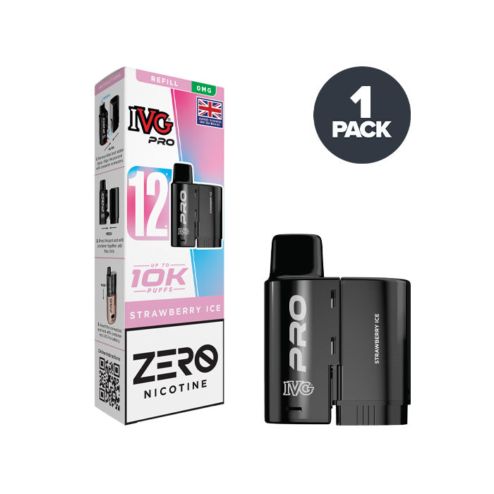 0mg Strawberry Ice IVG Pro 12 Refill Pack and Box