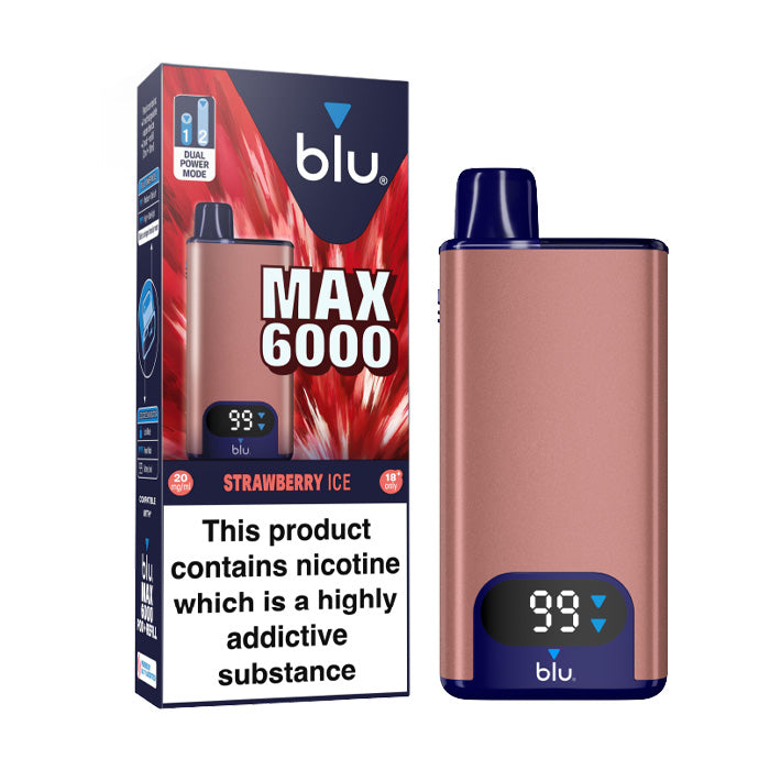 Strawberry Ice Blu Max 6000 Prefilled Pod Kit and Box