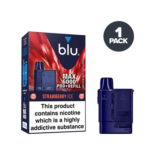Strawberry Ice Blu Max 6000 Refill Pack and Box