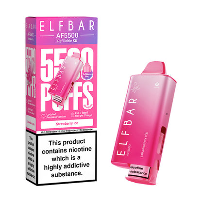 Strawberry Ice Elf Bar AF5500 Prefilled Pod Kit and Box