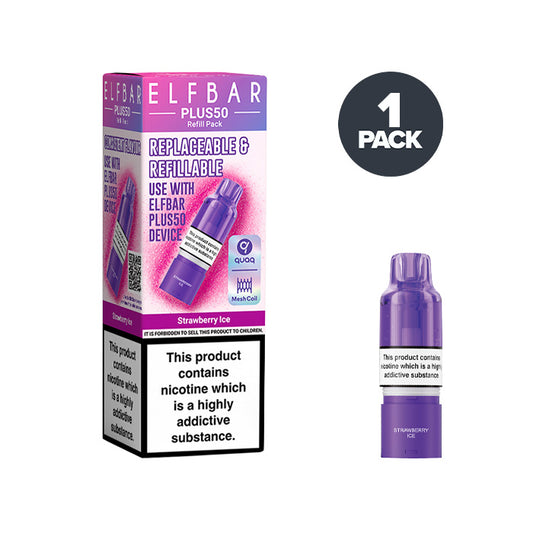 Strawberry Ice Elf Bar Plus 50 Prefilled Pod and Box