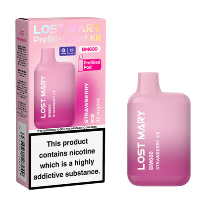 Strawberry Ice Lost Mary BM600 Prefilled Pod Kit and Box