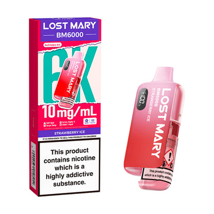 Strawberry Ice Lost Mary BM6000 10mg Kit and Box