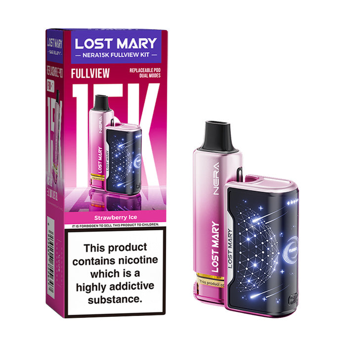 Strawberry Ice Lost Mary Nera 15K Fullview Prefilled Pod Kit with box