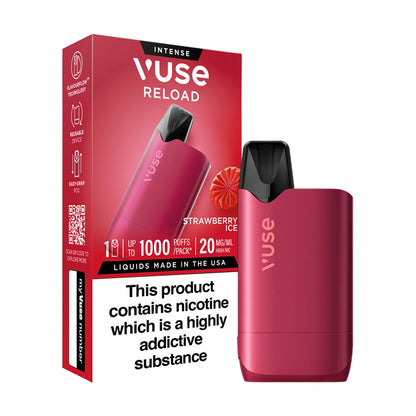 Strawberry Ice Vuse Reload Box Pod Kit and packaging