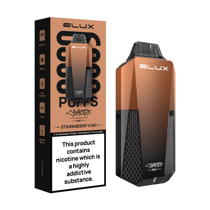 Strawberry Kiwi Elux Cyberover 6K Prefilled Pod Kit and Box