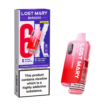Strawberry Raspberry Blackberry Lost Mary BM6000 Kit and Box