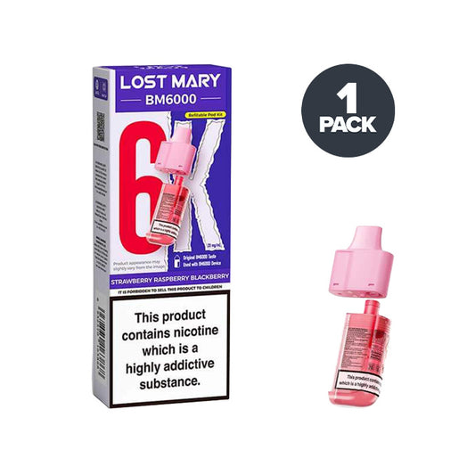 Strawberry Raspberry Blackberry Lost Mary BM6000 Prefilled Pod and Box