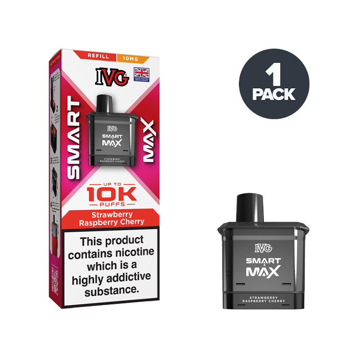 Strawberry Raspberry Cherry 10mg IVG Smart Max Refill Pack and Box