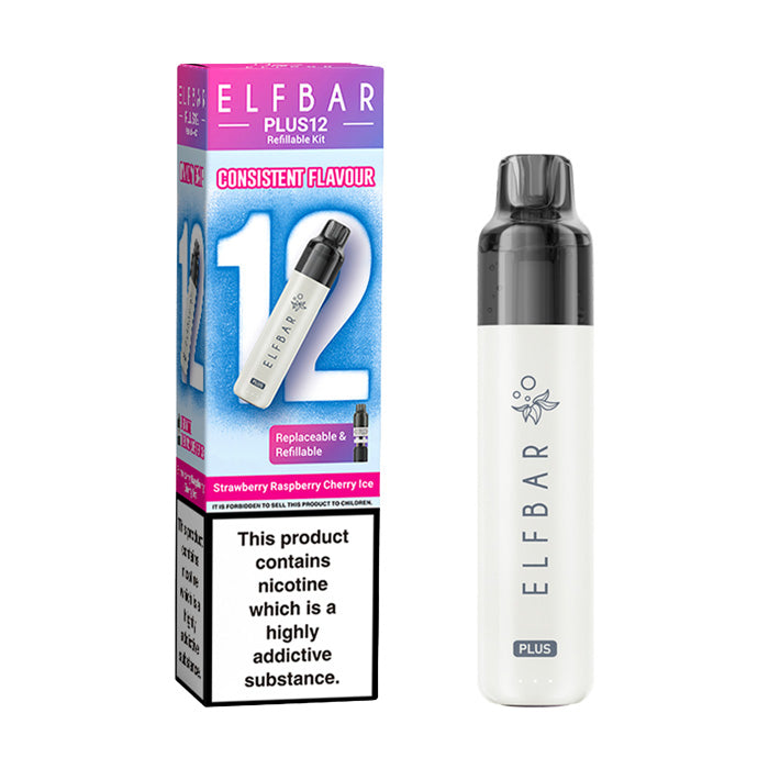 Strawberry Raspberry Cherry Ice Elf Bar Plus 12 Prefilled Pod Kit with Box