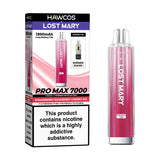 Strawberry Raspberry Cherry Ice Hawcos X Lost Mary 7000 Pro Max Prefilled Pod Kit and Box